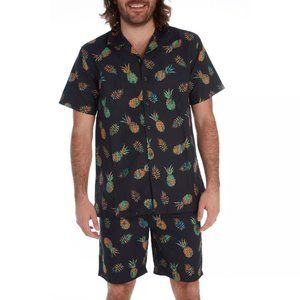 Distortion Men's Floral Matching Cabana Set - Pineapple print